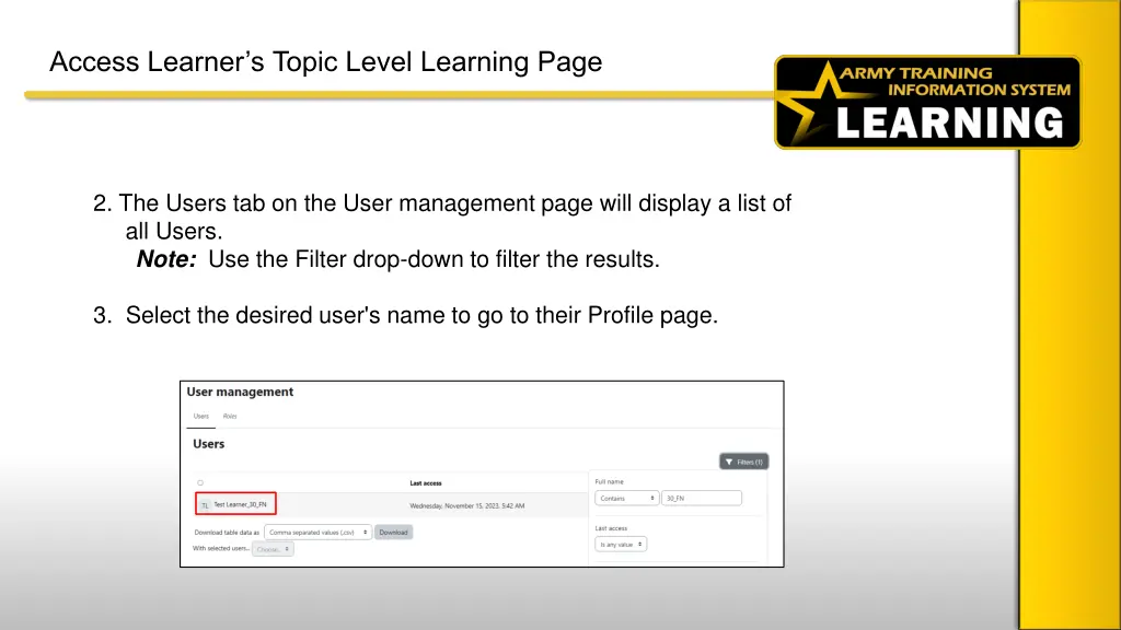 access learner s topic level learning page 1