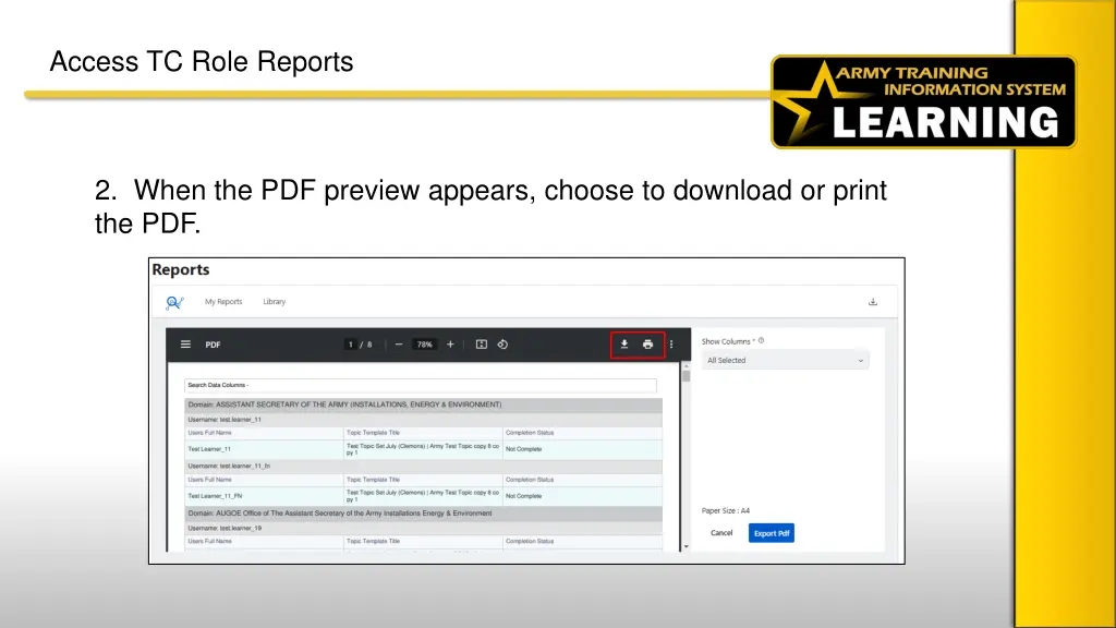 access tc role reports 6