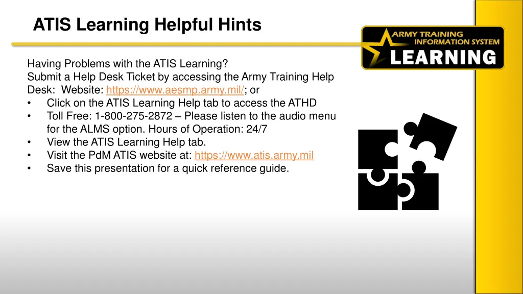 atis learning helpful hints