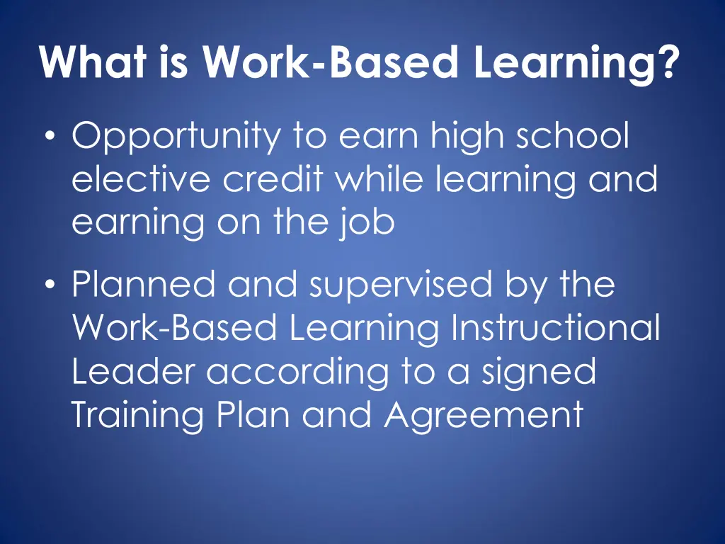 what is work based learning 1