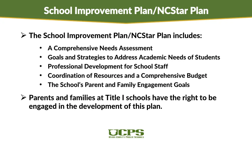 school improvement plan ncstar plan school