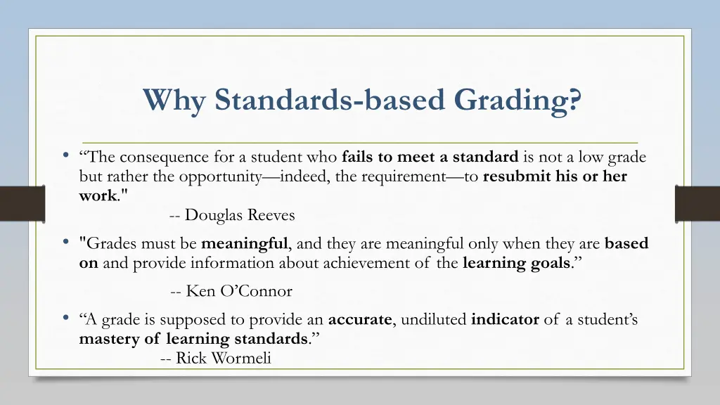 why standards based grading