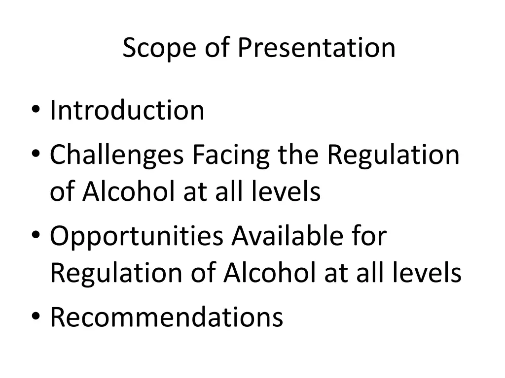 scope of presentation