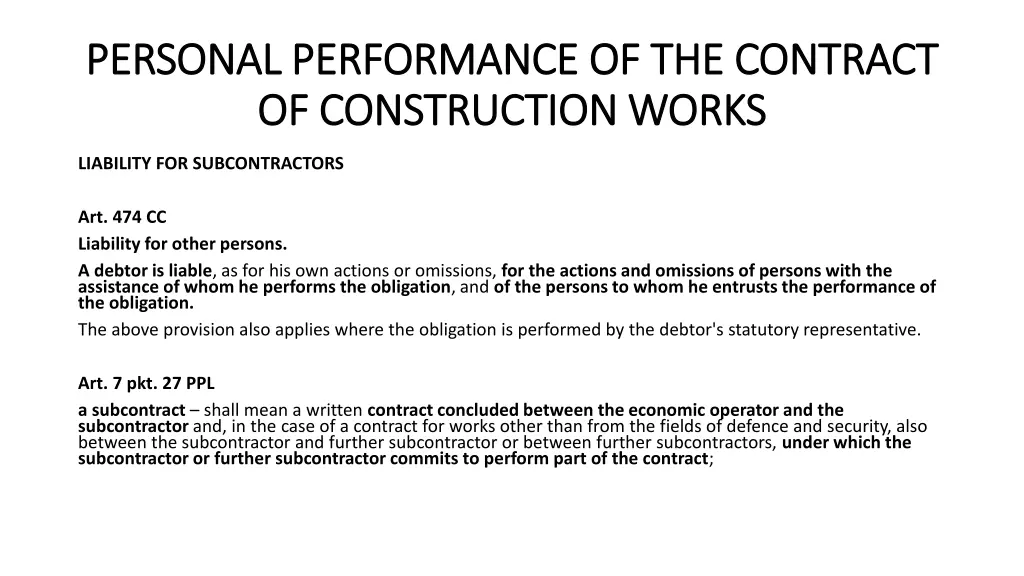 personal performance of the contract personal 2