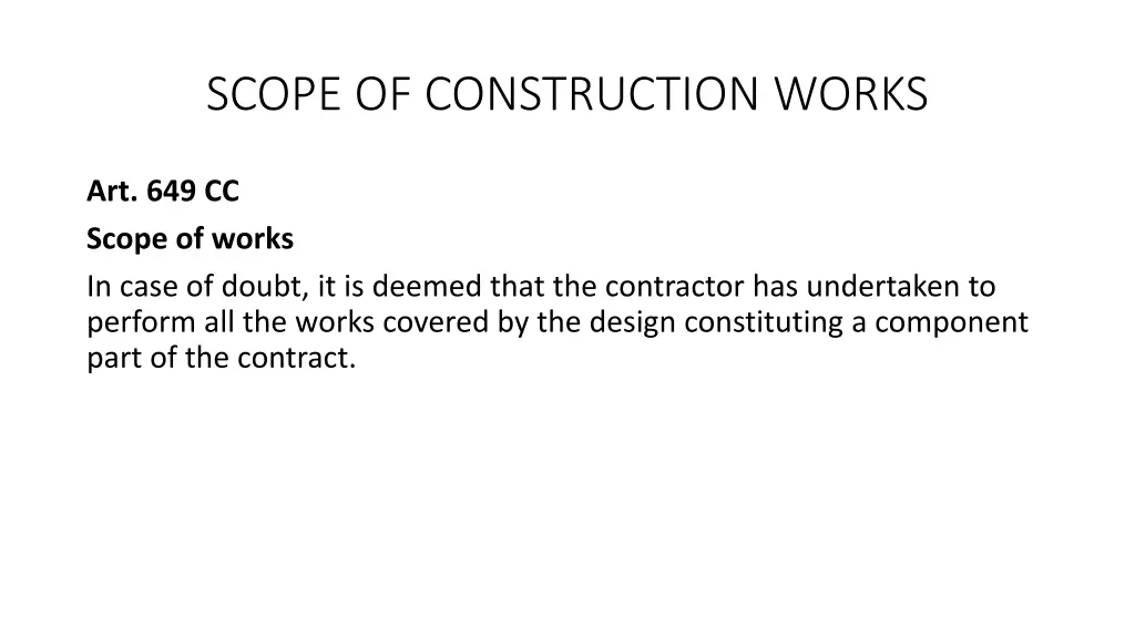 scope of construction works