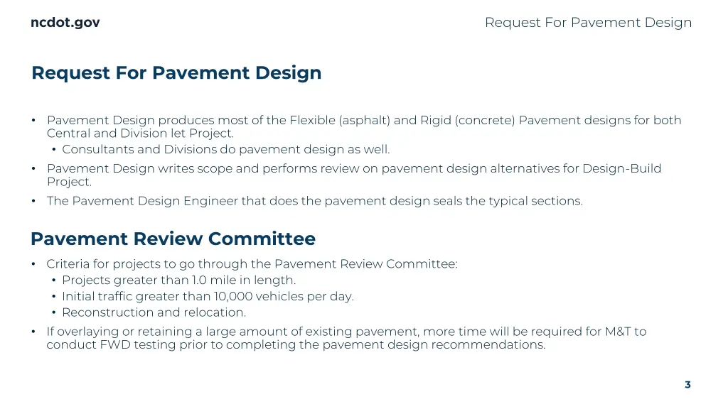 request for pavement design 2