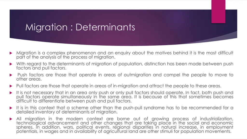 migration determinants