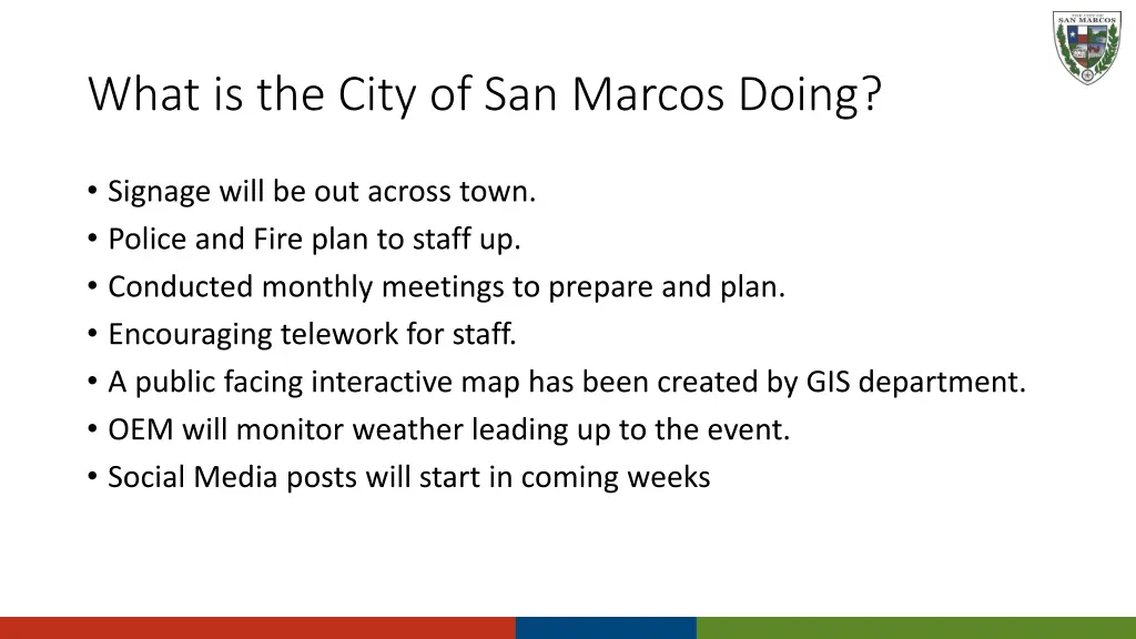 what is the city of san marcos doing