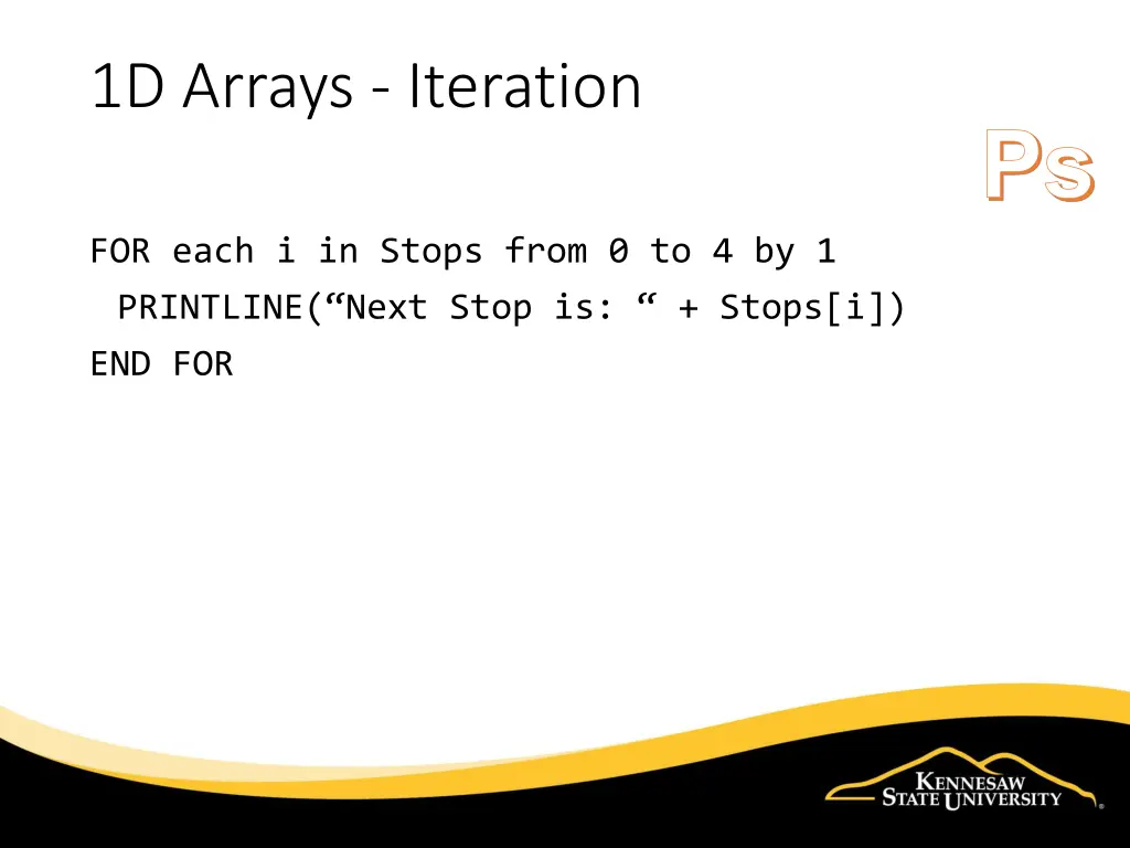 1d arrays iteration