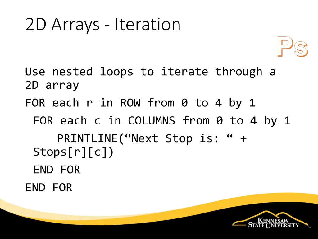 2d arrays iteration