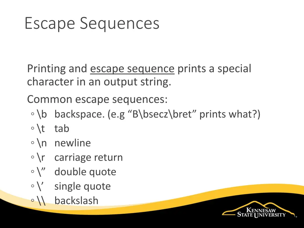 escape sequences