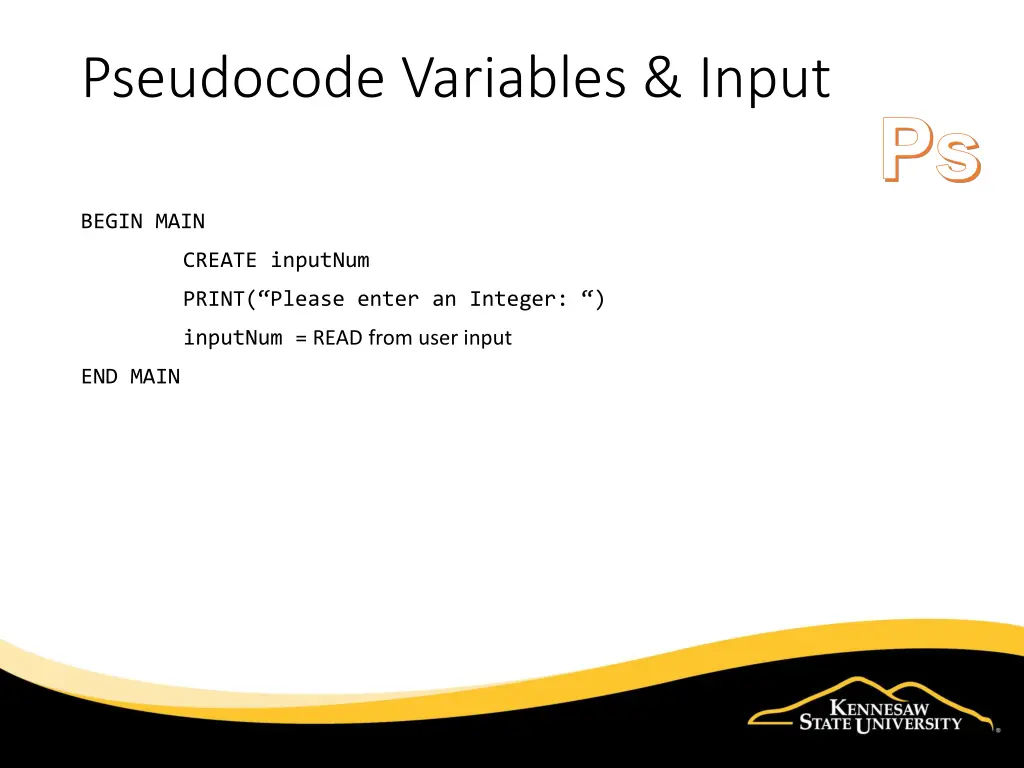 pseudocode variables input