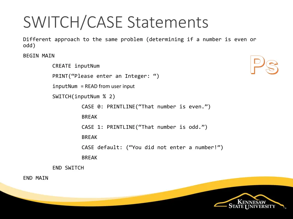 switch case statements