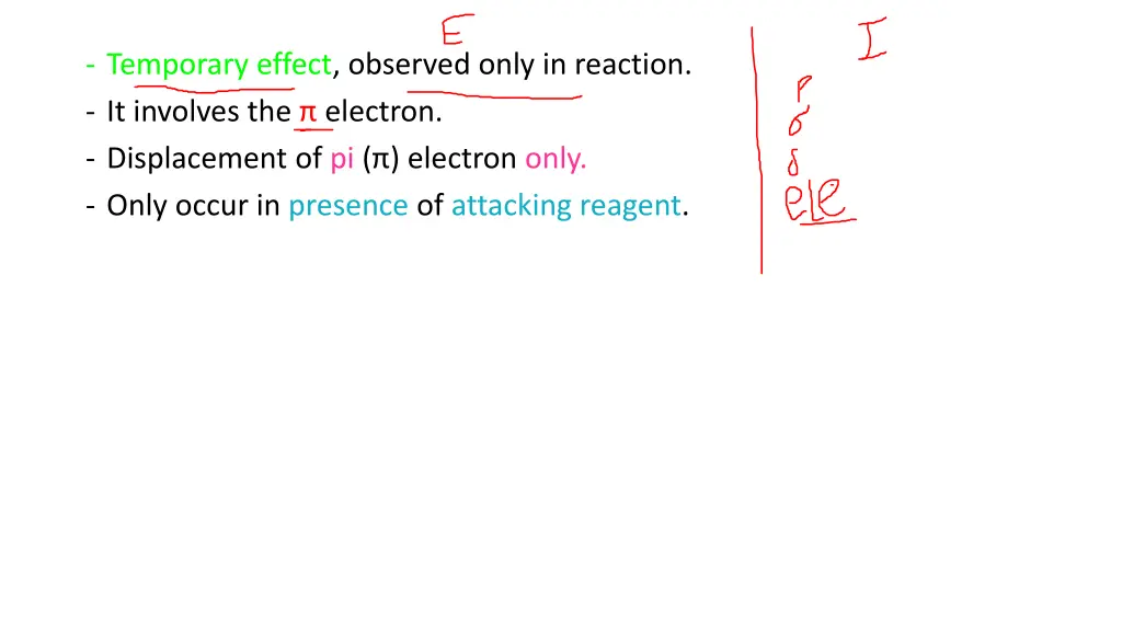 temporary effect observed only in reaction