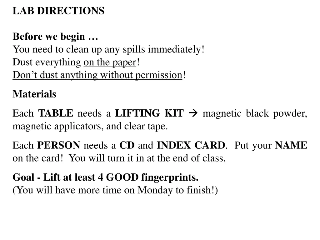 lab directions