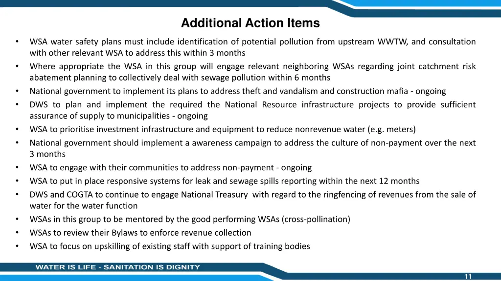 additional action items