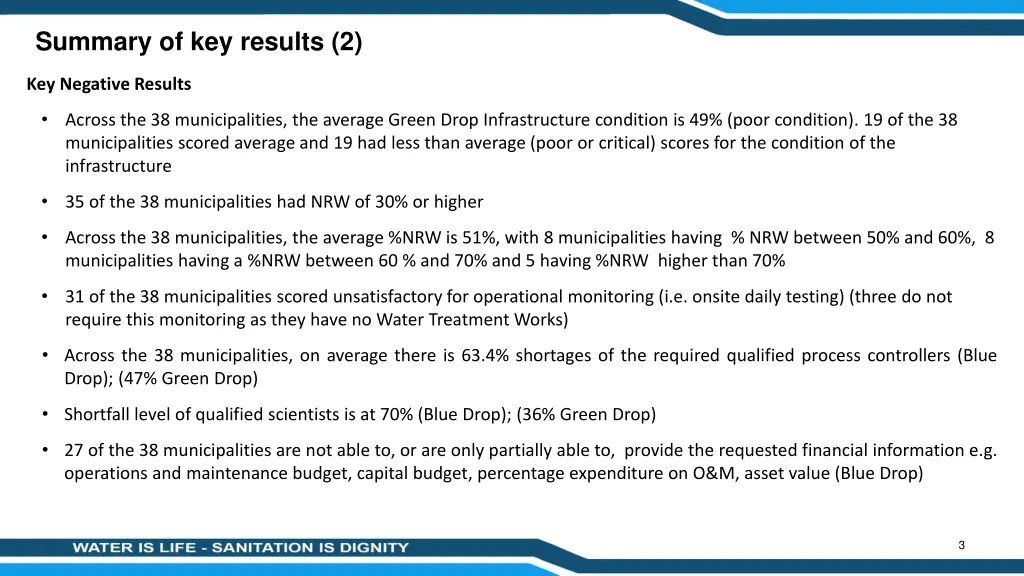 summary of key results 2