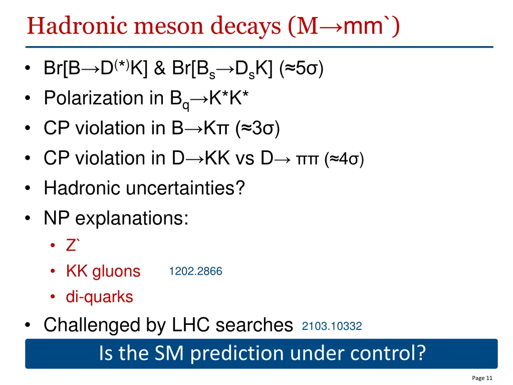 hadronic meson decays m mm