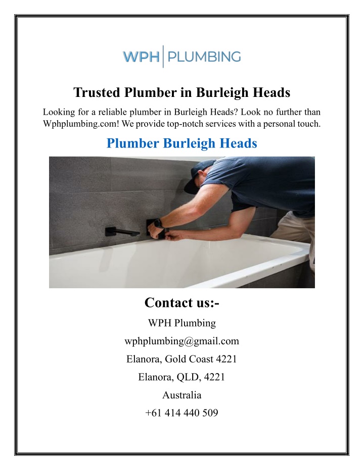 trusted plumber in burleigh heads