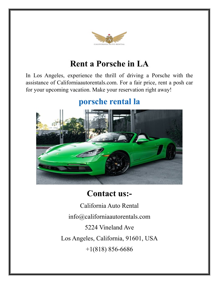 rent a porsche in la