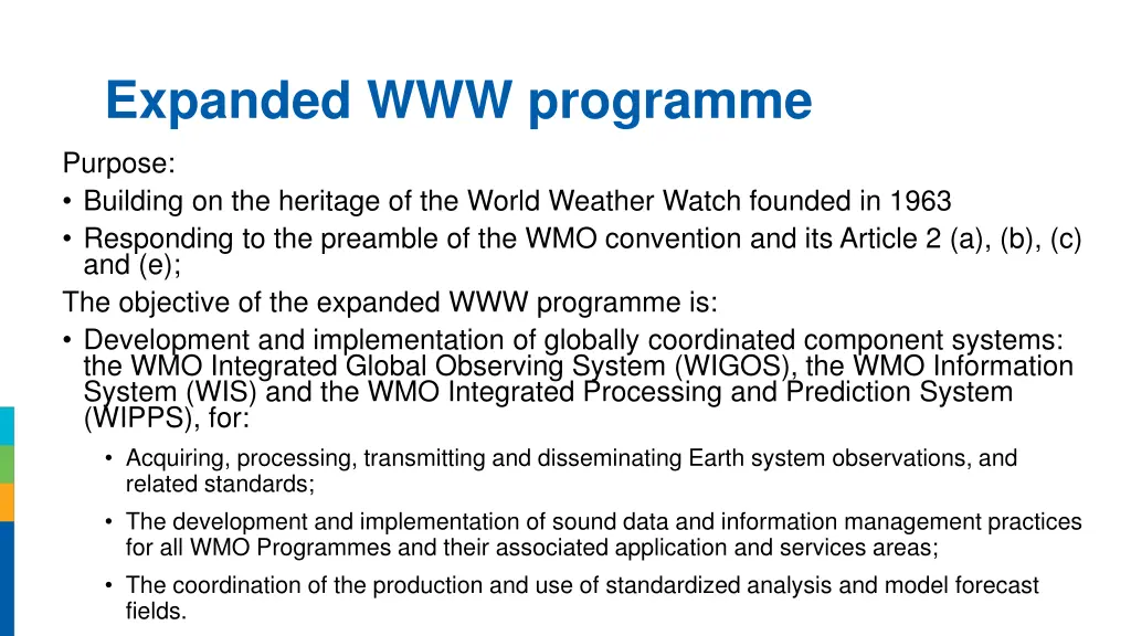 expanded www programme