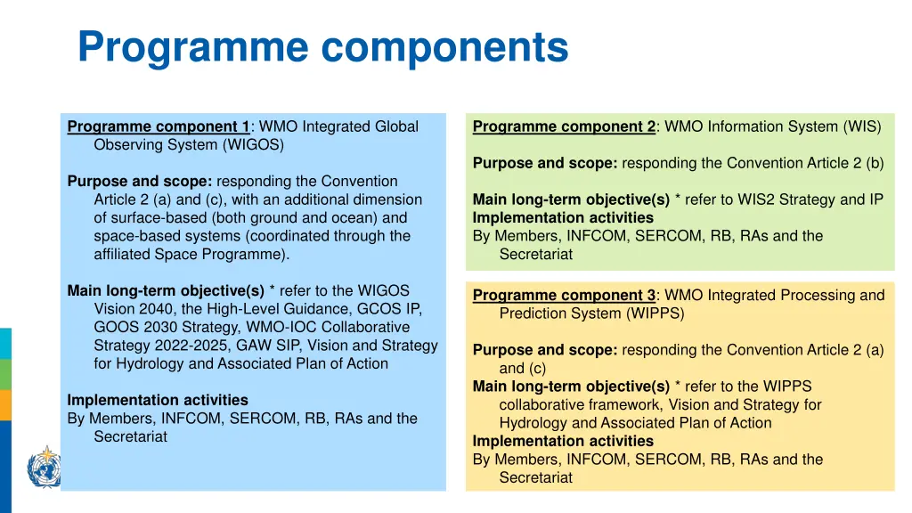 programme components