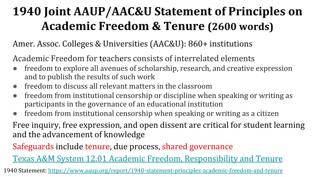 1940 joint aaup aac u statement of principles