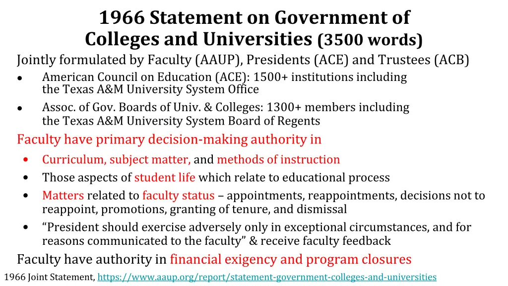 1966 statement on government of colleges