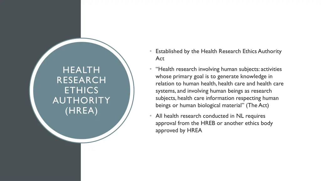 established by the health research ethics