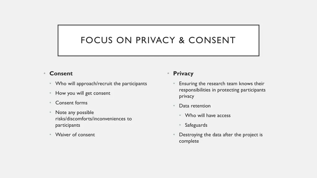 focus on privacy consent