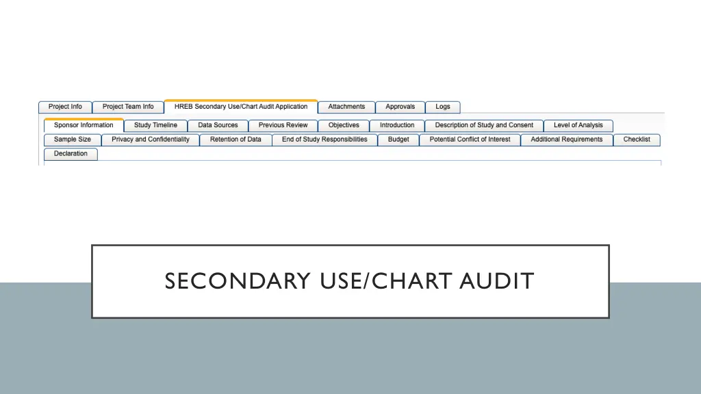 secondary use chart audit