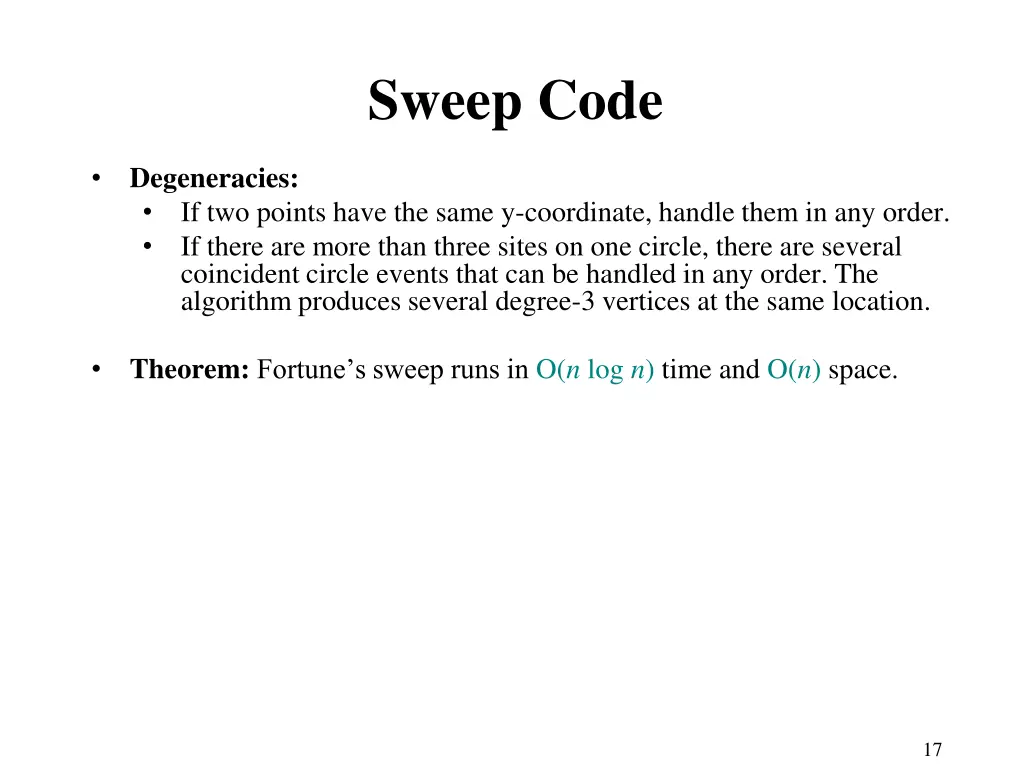 sweep code 1