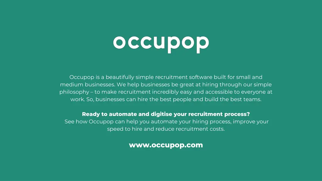 occupop is a beautifully simple recruitment