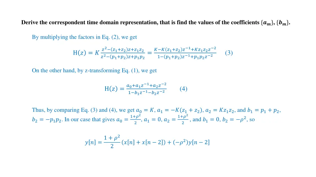 derive the correspondent time domain