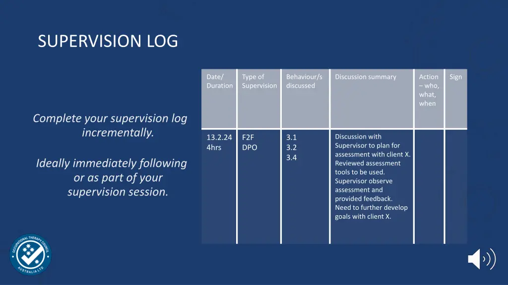 supervision log