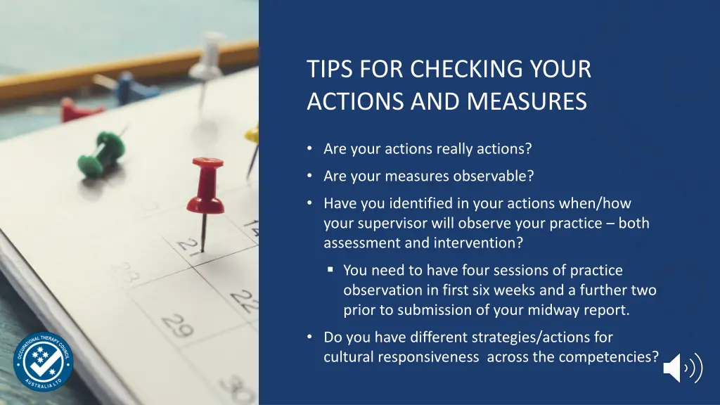 tips for checking your actions and measures