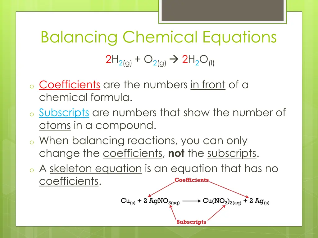 balancing chemical equations