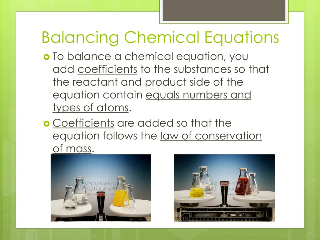 balancing chemical equations to balance