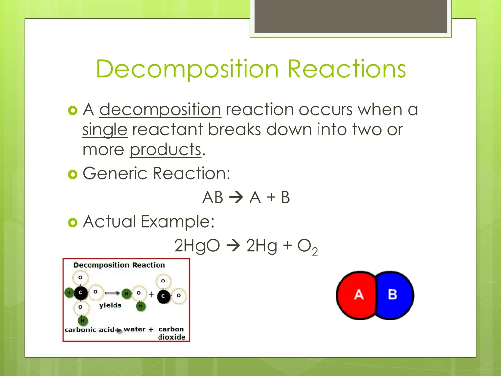 decomposition reactions