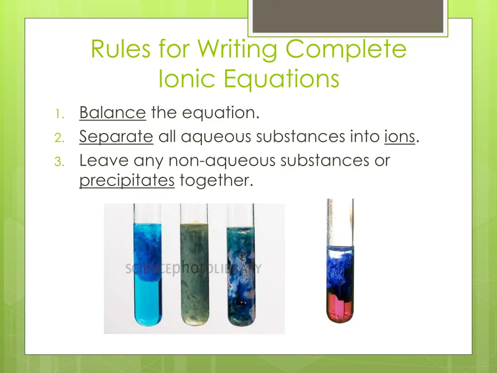 rules for writing complete ionic equations