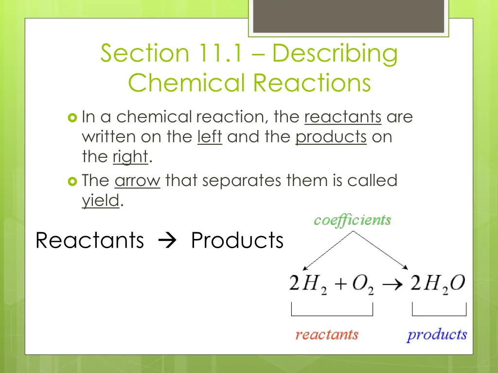 section 11 1 describing chemical reactions