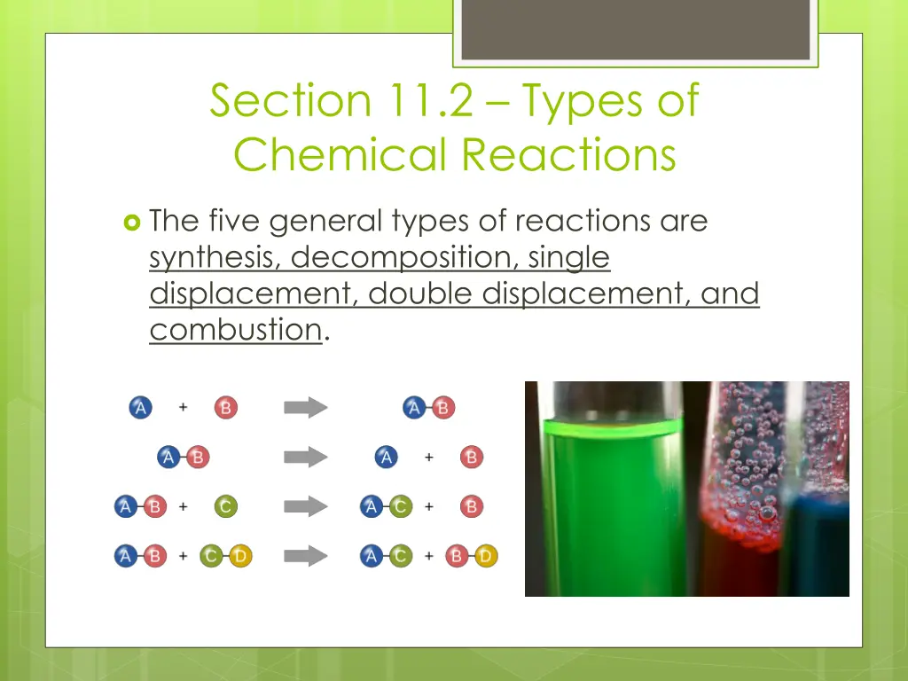 section 11 2 types of chemical reactions