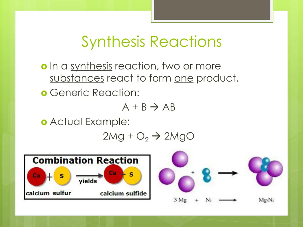 synthesis reactions