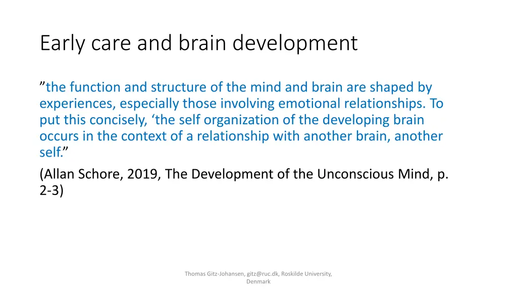 early care and brain development