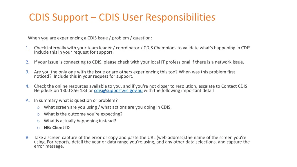 cdis support cdis user responsibilities