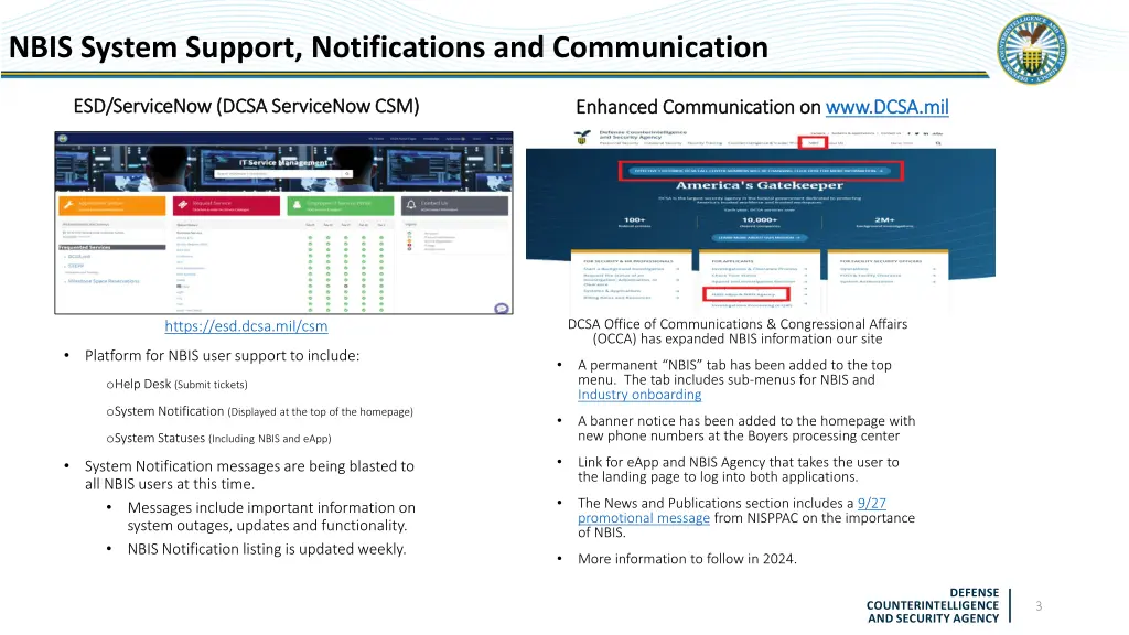 nbis system support notifications