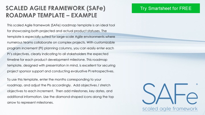 scaled agile framework safe roadmap template