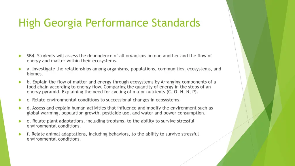 high georgia performance standards