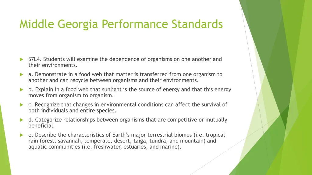 middle georgia performance standards