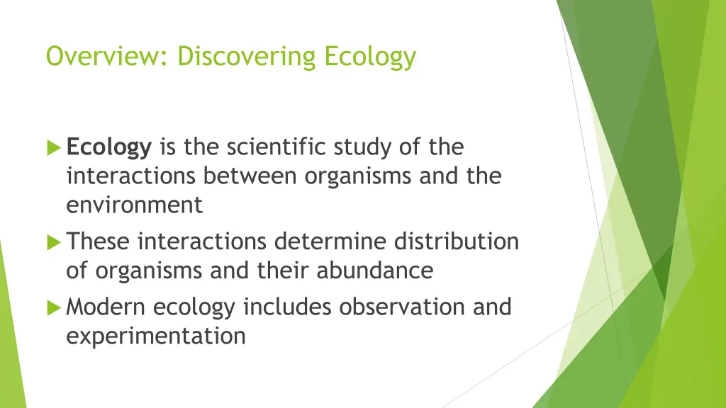 overview discovering ecology